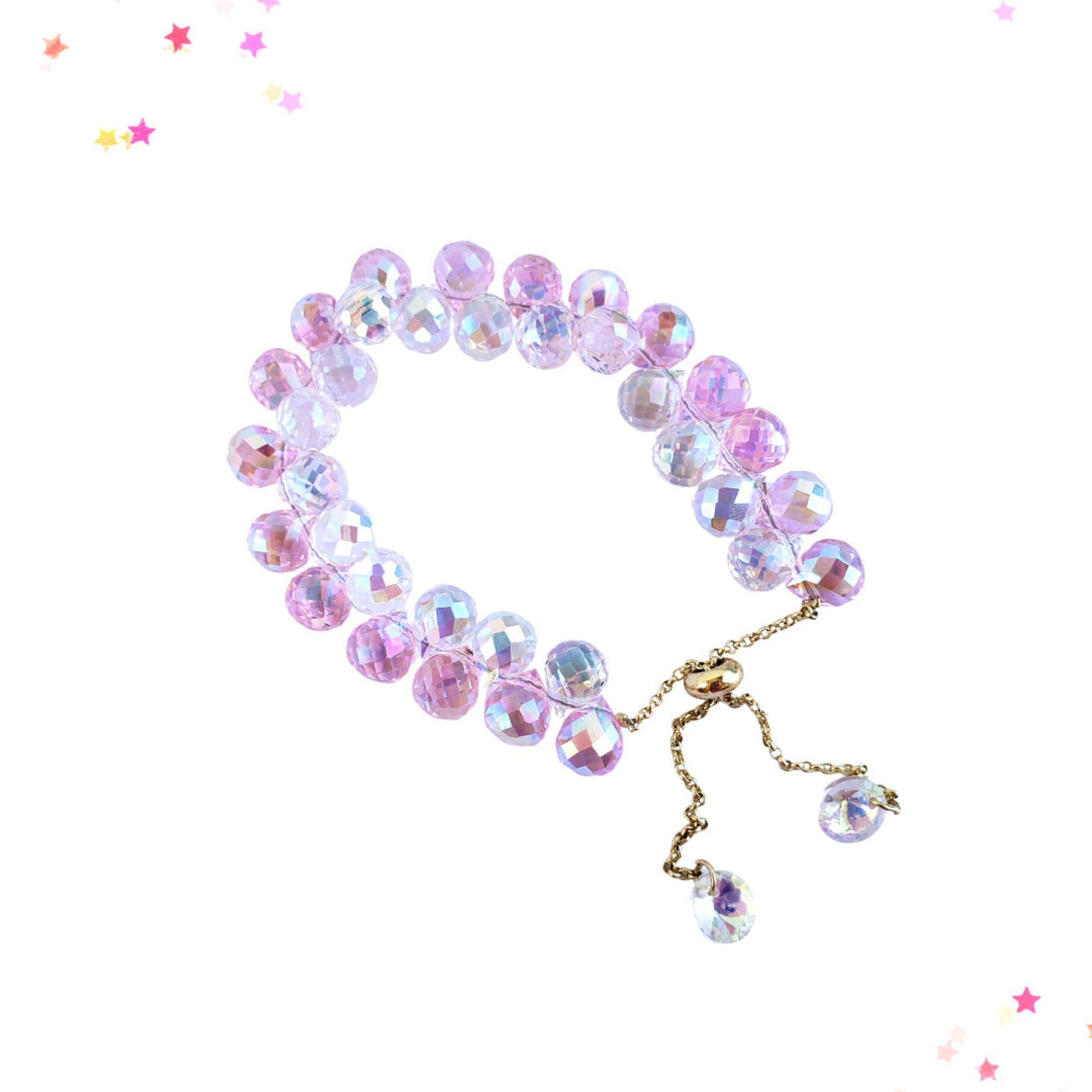 Iridescent Crystal Faceted Bead Bracelet in PInk from Confetti Kitty, Only 14.99