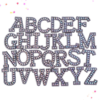 Iridescent Aurora Borealis Rhinestone Initial Letter Patch from Confetti Kitty, Only 2.99