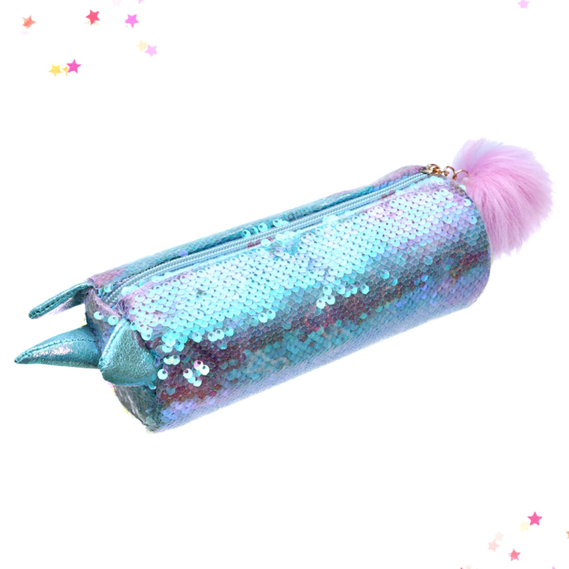 Iridescent Sequin Unicorn Pencil Case in Mint from Confetti Kitty, Only 8.99