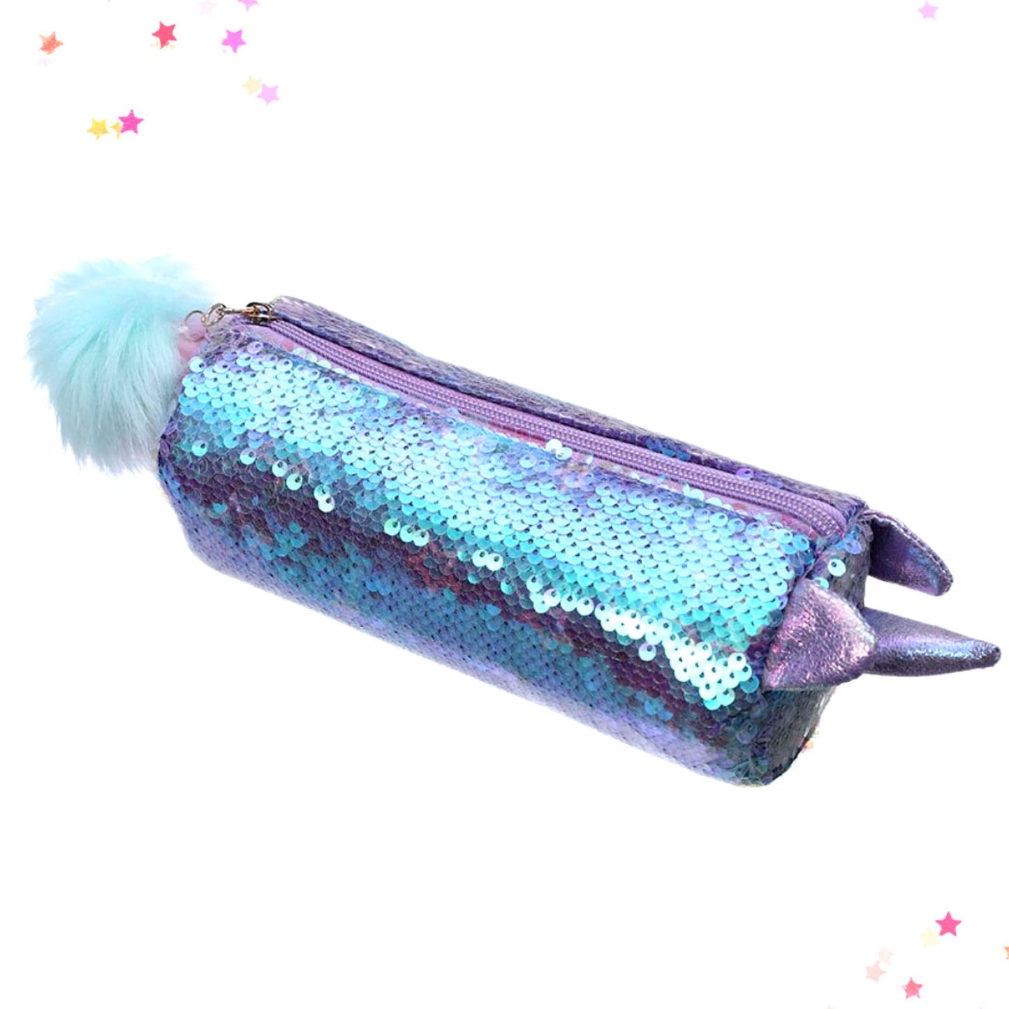 Iridescent Sequin Unicorn Pencil Case in Purple from Confetti Kitty, Only 8.99