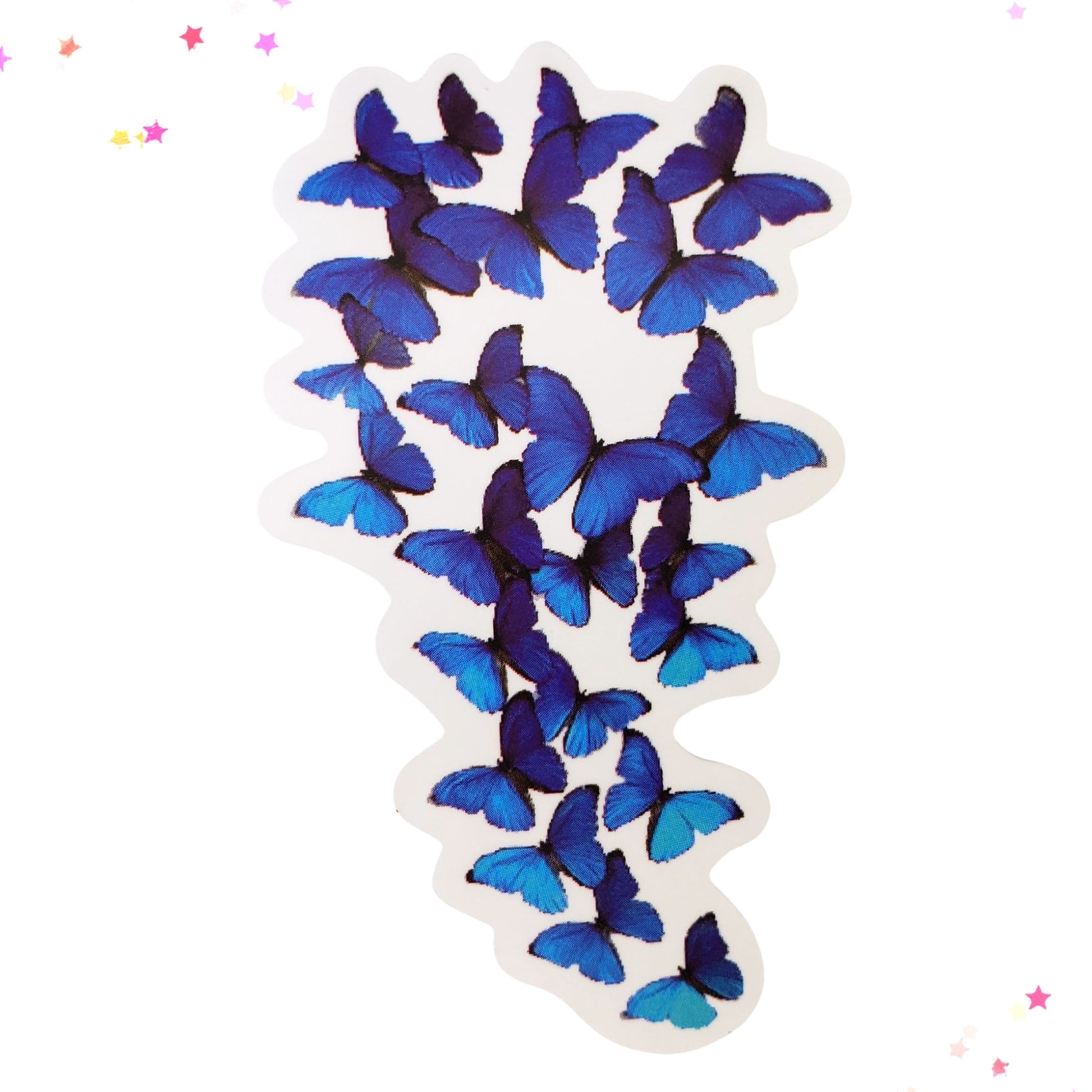 Kaleidoscope Blue Butterfly Waterproof Sticker from Confetti Kitty, Only 1.00