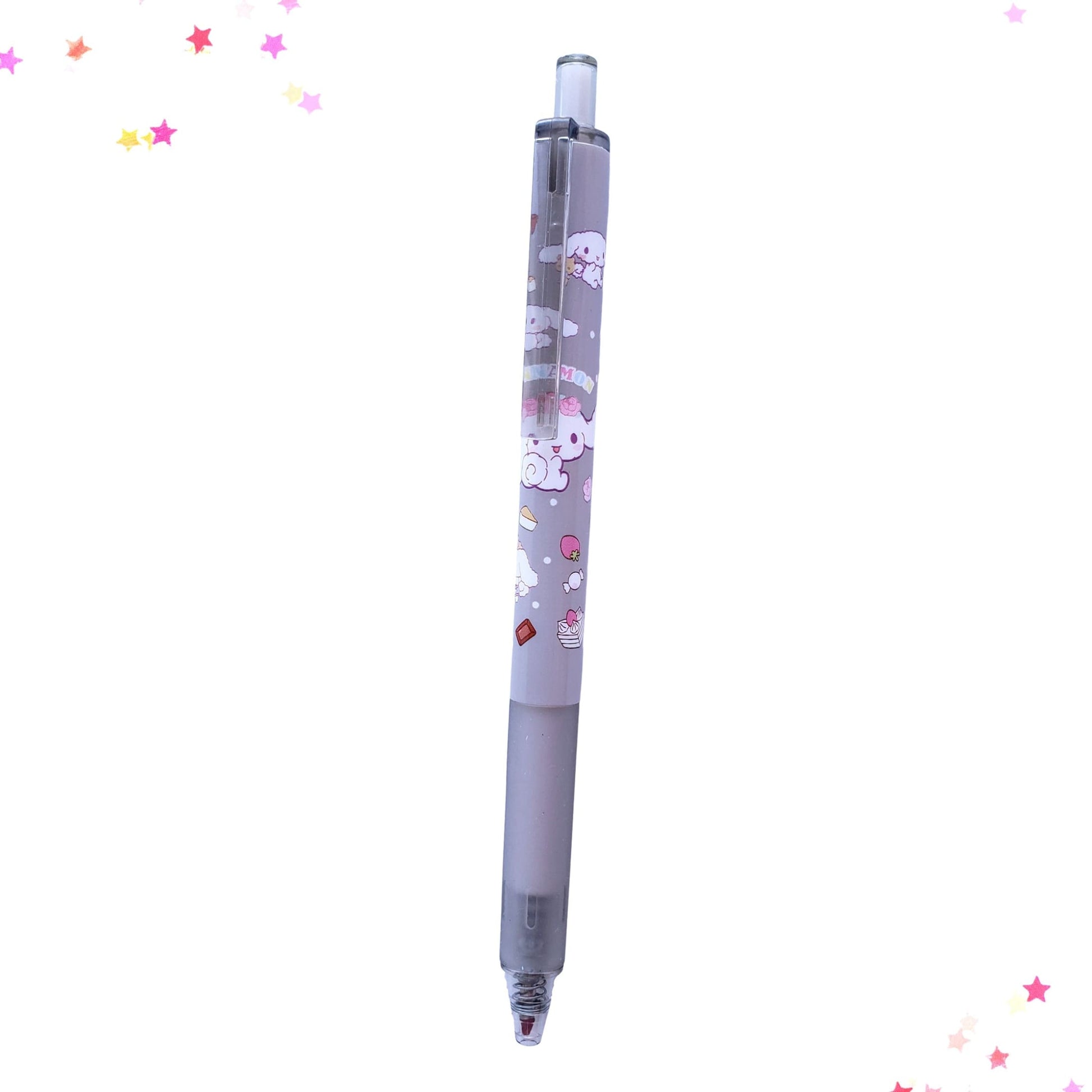 Stationery Pen, Purple Confetti Clickable Pen, Black Ink