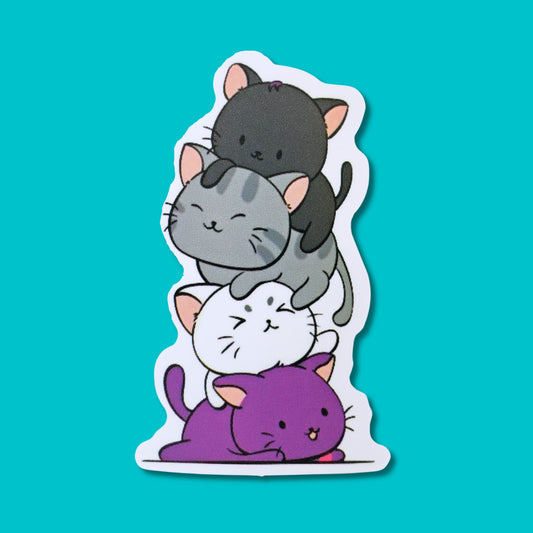 Kitty Tower Waterproof Sticker | Cat Pile from Confetti Kitty, Only 1.00
