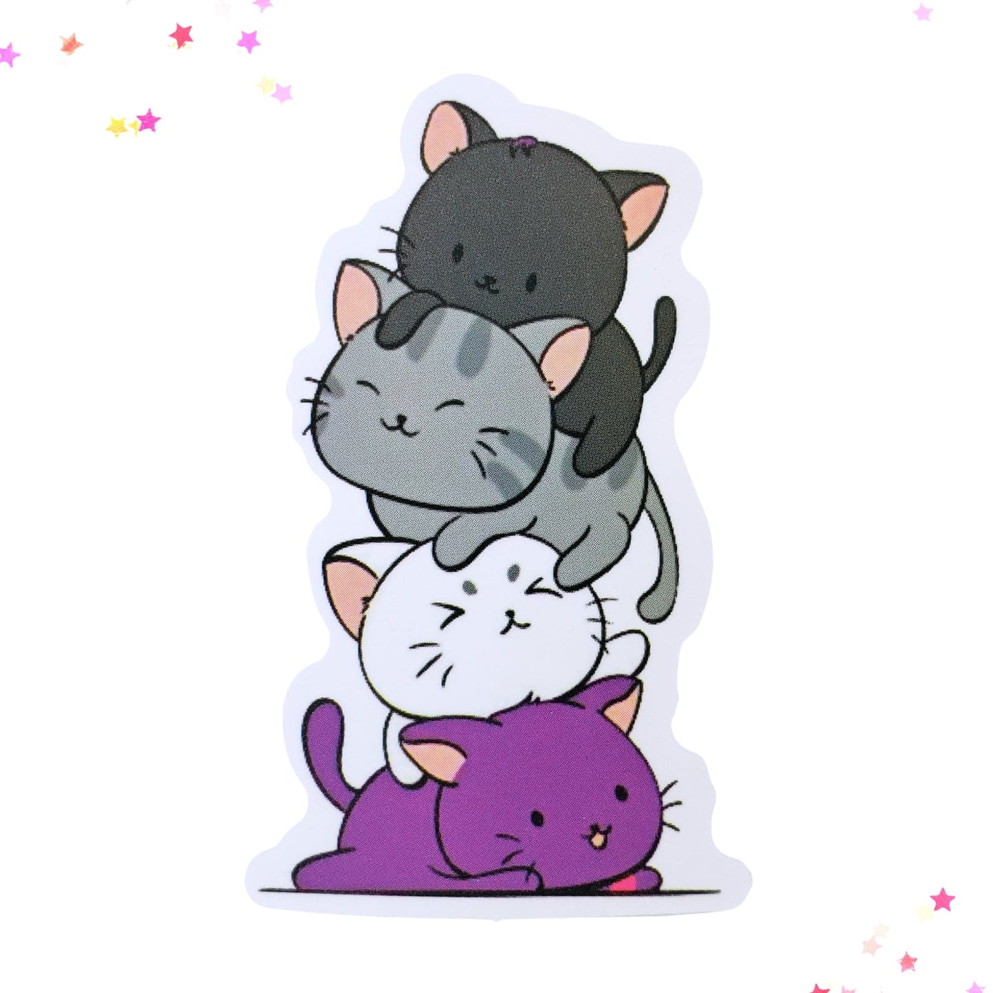 Kitty Tower Waterproof Sticker | Cat Pile from Confetti Kitty, Only 1.00