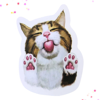 Lickity Lick Cat Waterproof Sticker from Confetti Kitty, Only 1.00