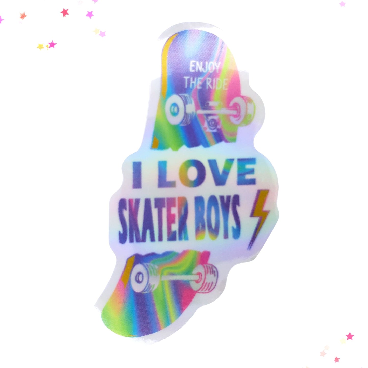 I Love Skater Boys Skateboard Waterproof Holographic Sticker from Confetti Kitty, Only 1.0