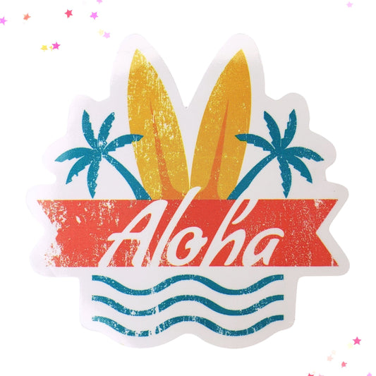 Aloha Surf and Palms Waterproof Sticker from Confetti Kitty, Only 1.00
