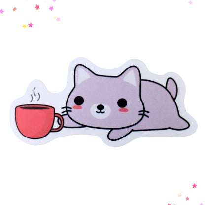 Mo' Coffee Cat Waterproof Sticker from Confetti Kitty, Only 1.00