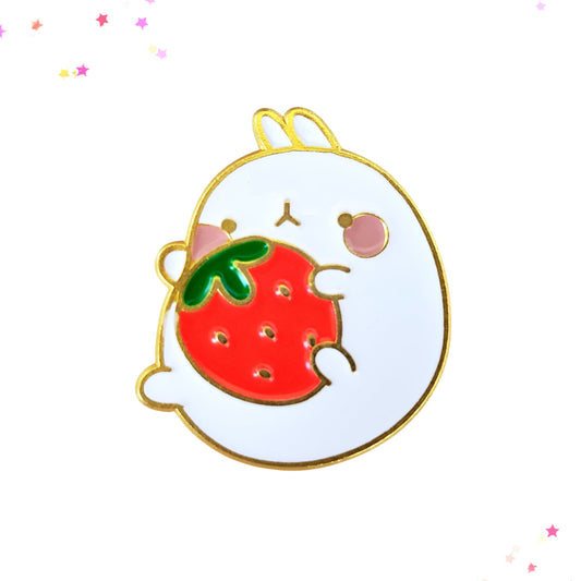 Molang Strawberry Rabbit Enamel Pin from Confetti Kitty, Only 7.99