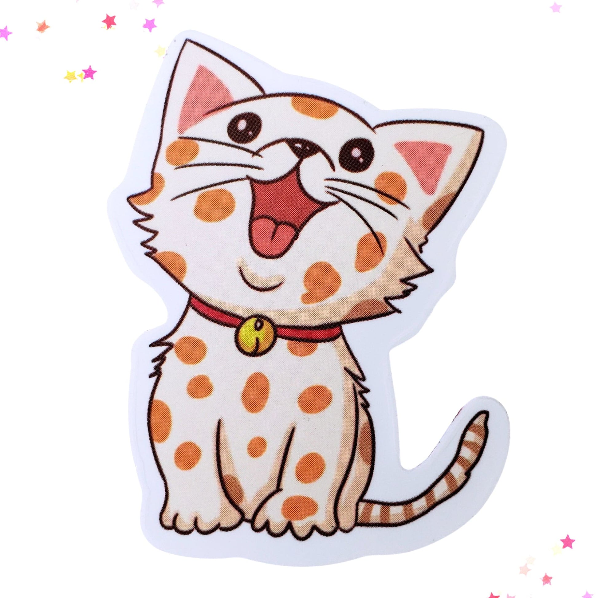 Orange Spotted Happy Cat Waterproof Sticker | Pickles from Confetti Kitty, Only 1.00