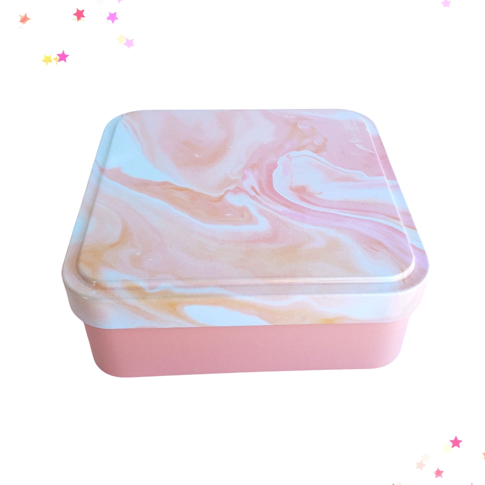 Peachy Pink Swirl Tin Storage Box from Confetti Kitty, Only 3.99