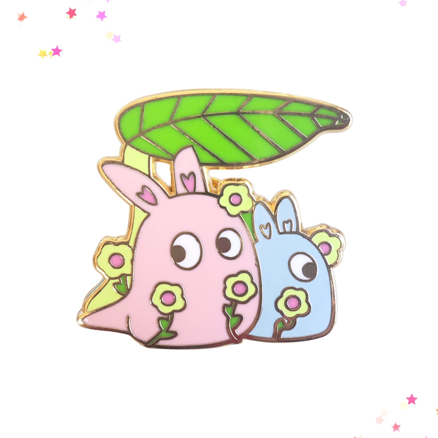 Pink and Blue Totoro Hiding in the Meadow Enamel Pin from Confetti Kitty, Only 12.99