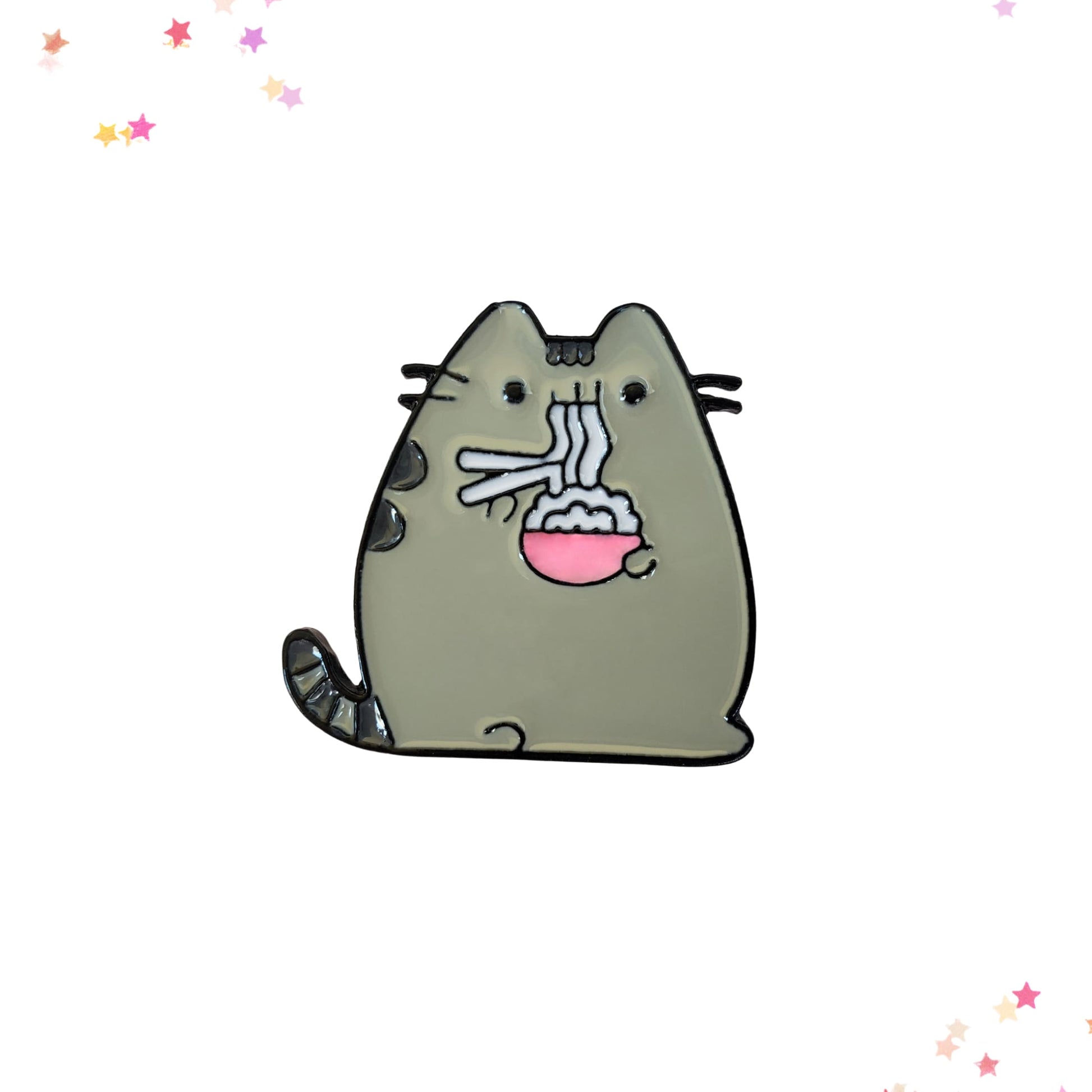 Nom Nom Noodles Grey Tabby Cat Enamel Pin from Confetti Kitty, Only 7.99