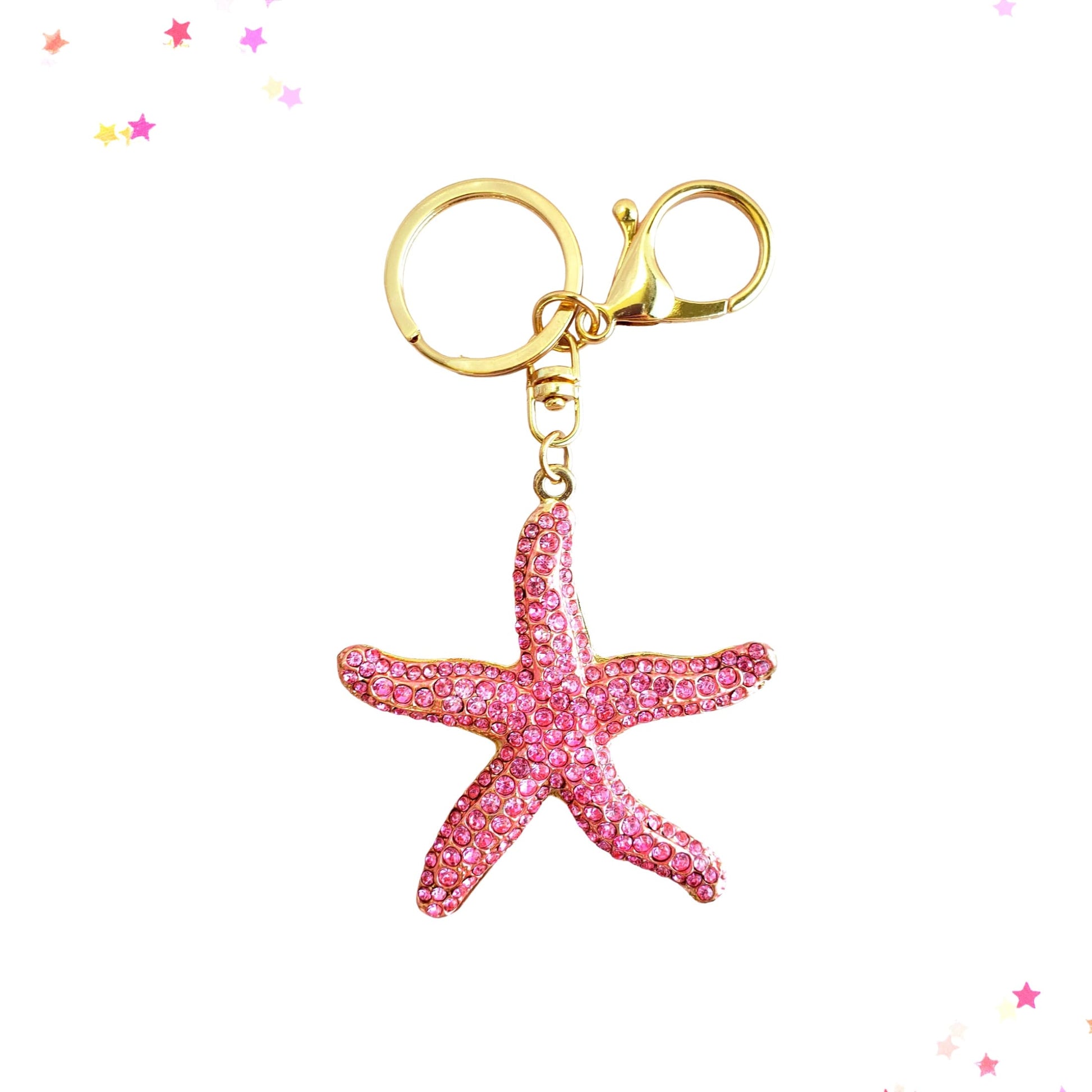 Pink Rhinestone Starfish Bag Charm Keychain from Confetti Kitty, Only 9.99