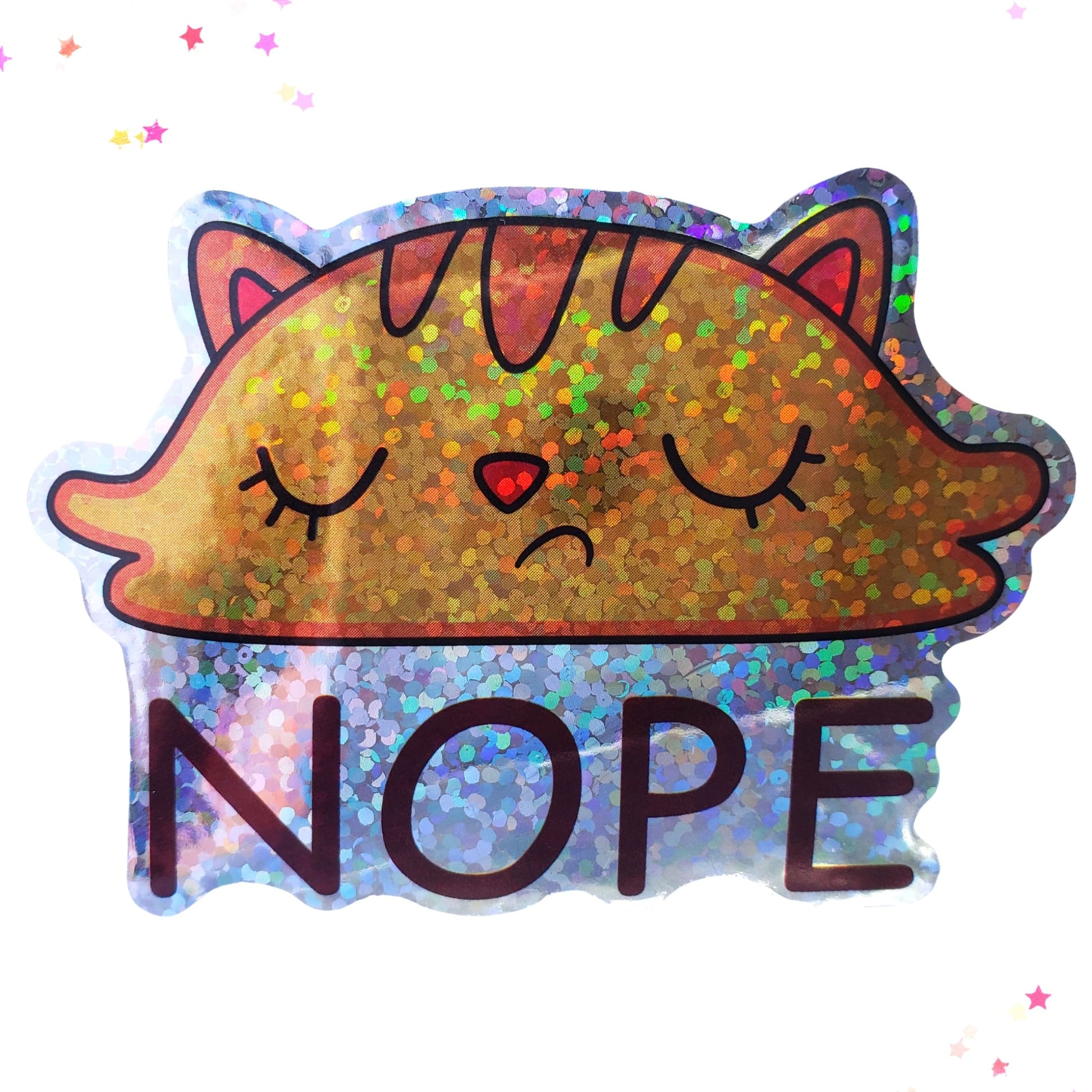 Premium Sticker - Sparkly Holographic Glitter Attitude Cat from Confetti Kitty, Only 2.0