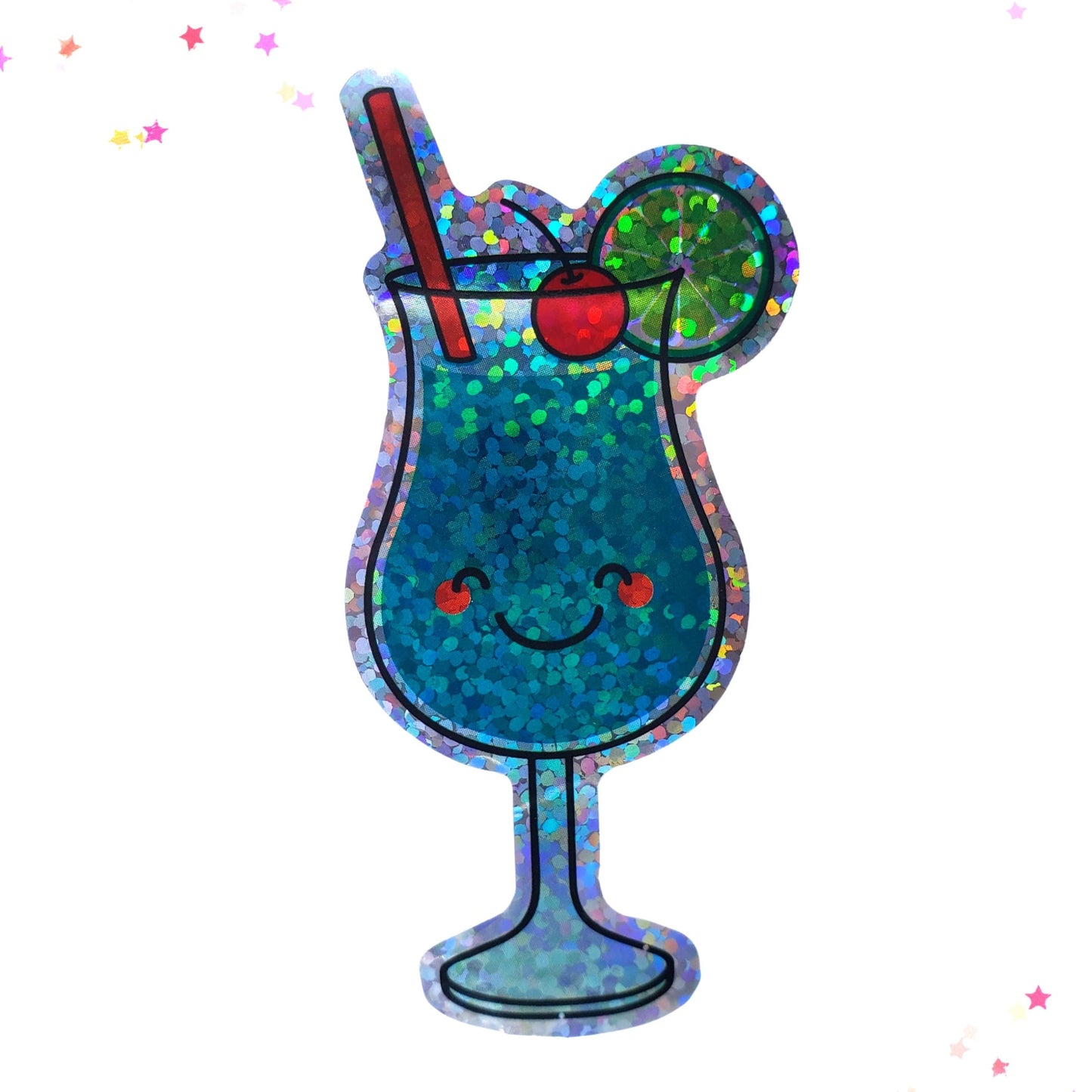 Premium Sticker - Sparkly Holographic Glitter Blue Drink from Confetti Kitty, Only 2.00