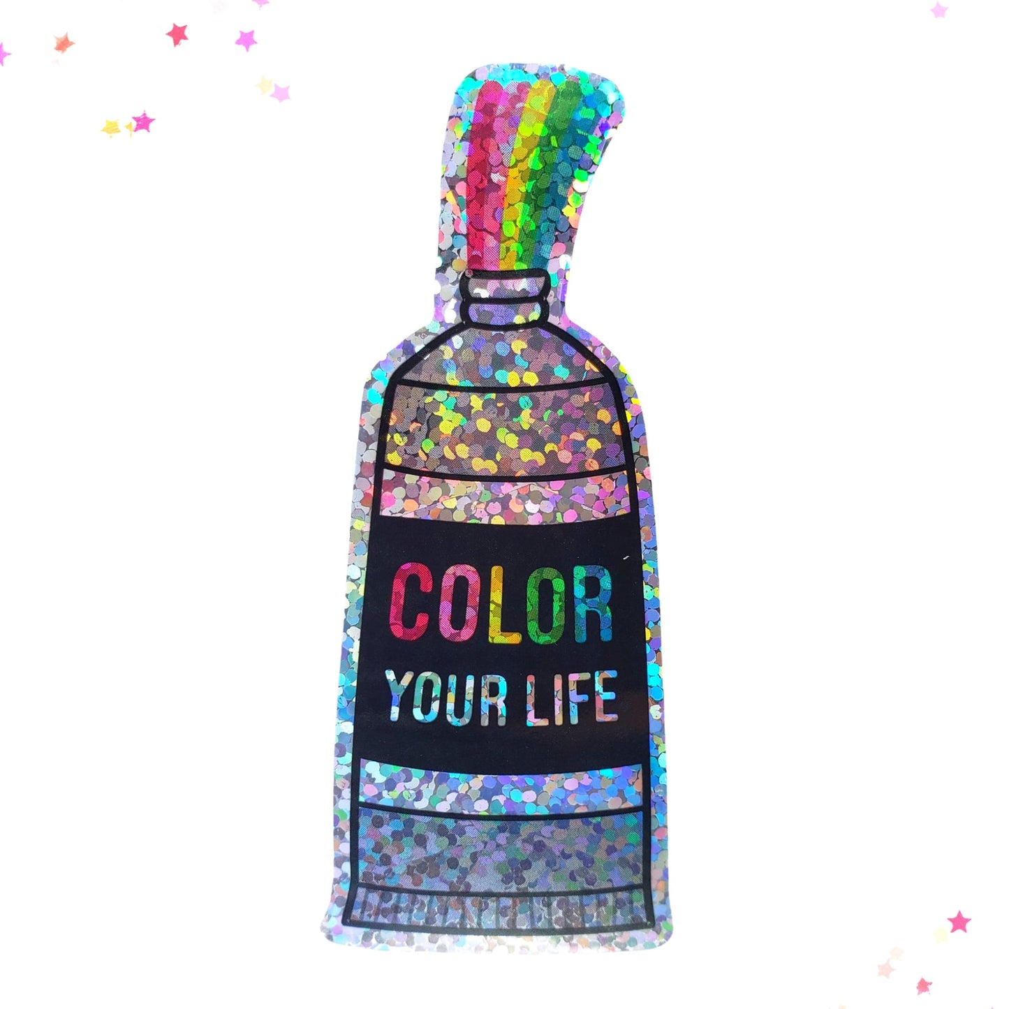 Premium Sticker - Sparkly Holographic Glitter Color Your Life from Confetti Kitty, Only 2.00
