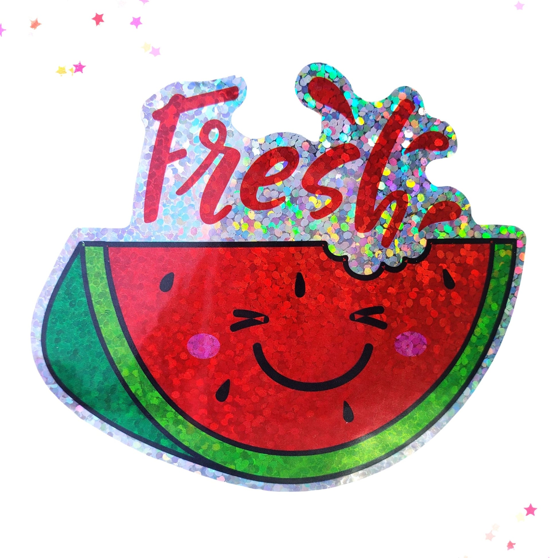 Premium Sticker - Sparkly Holographic Glitter Fresh Watermelon from Confetti Kitty, Only 2.00
