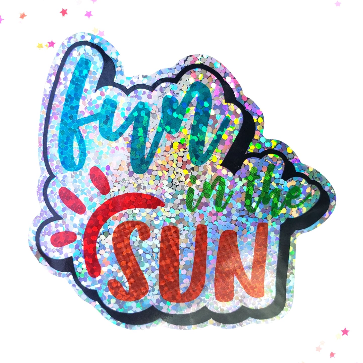 Premium Sticker - Sparkly Holographic Glitter Fun in the Sun from Confetti Kitty, Only 2.00