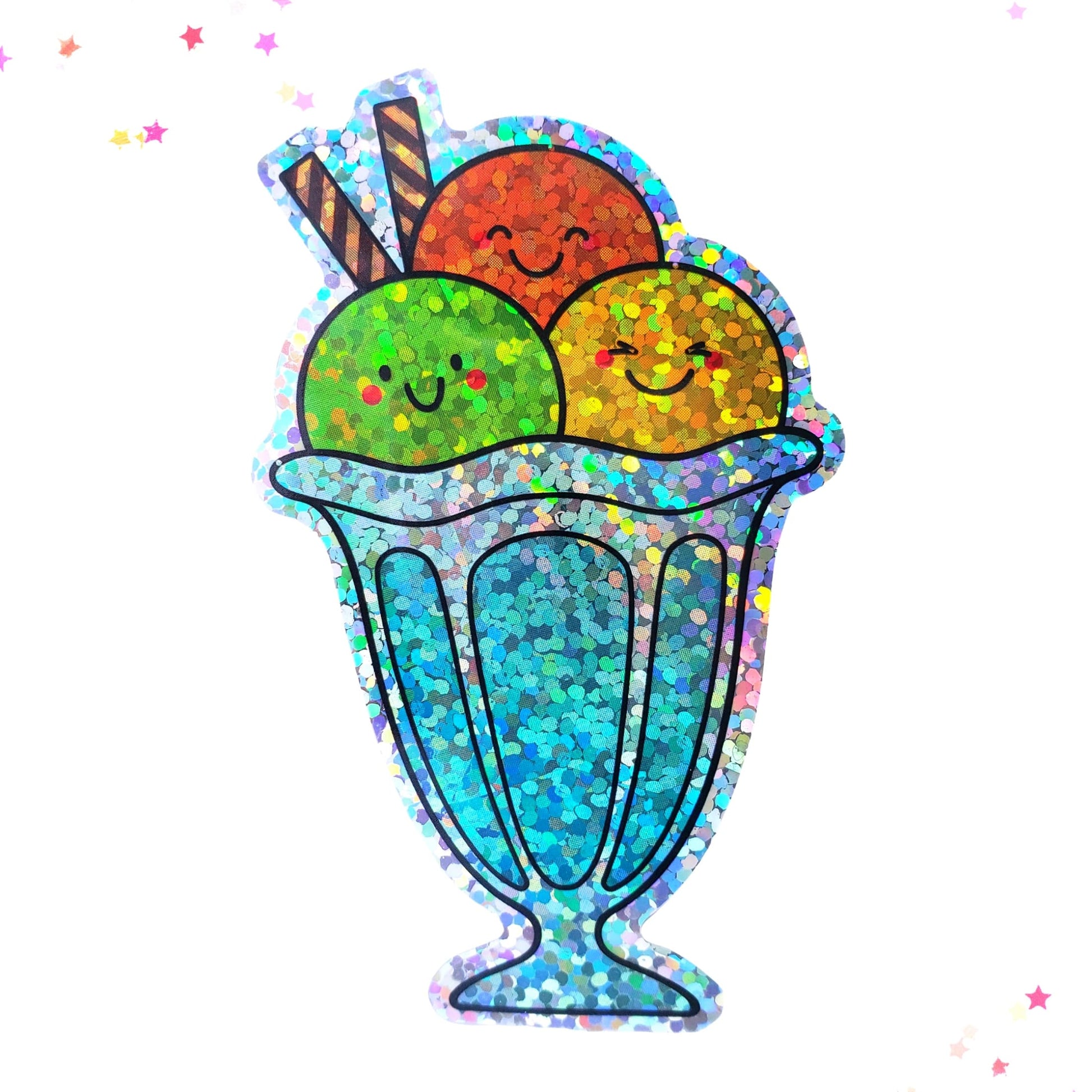 Premium Sticker - Sparkly Holographic Glitter Ice Cream Parfait from Confetti Kitty, Only 2.00