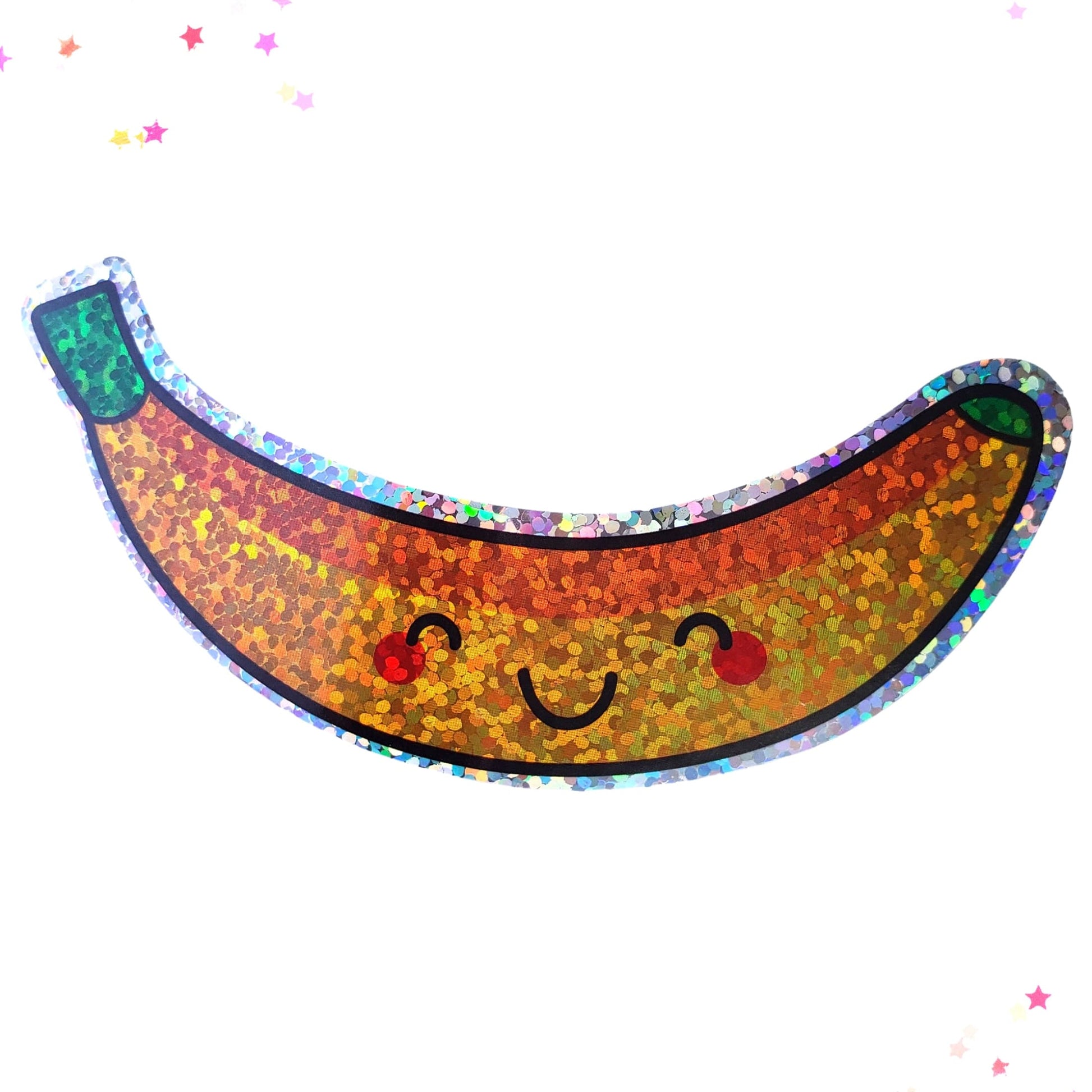 Premium Sticker - Sparkly Holographic Glitter Kawaii Banana from Confetti Kitty, Only 2.00