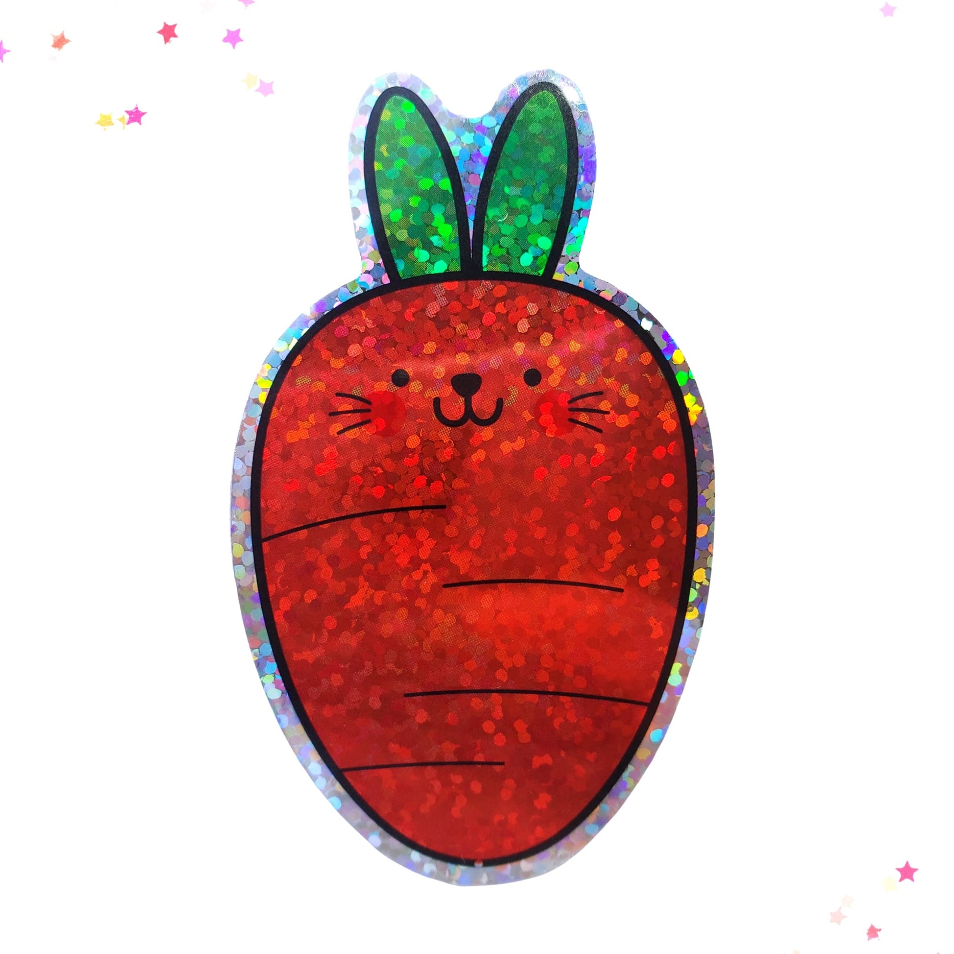 Premium Sticker - Sparkly Holographic Glitter Kawaii Carrot from Confetti Kitty, Only 2.00