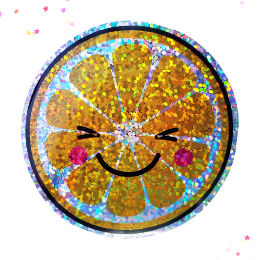 Premium Sticker - Sparkly Holographic Glitter Kawaii Orange from Confetti Kitty, Only 2.0