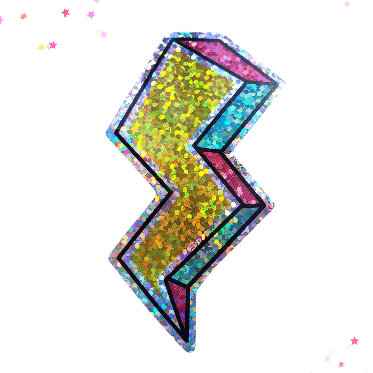 Premium Sticker - Sparkly Holographic Glitter Lightning Bolt from Confetti Kitty, Only 2.00