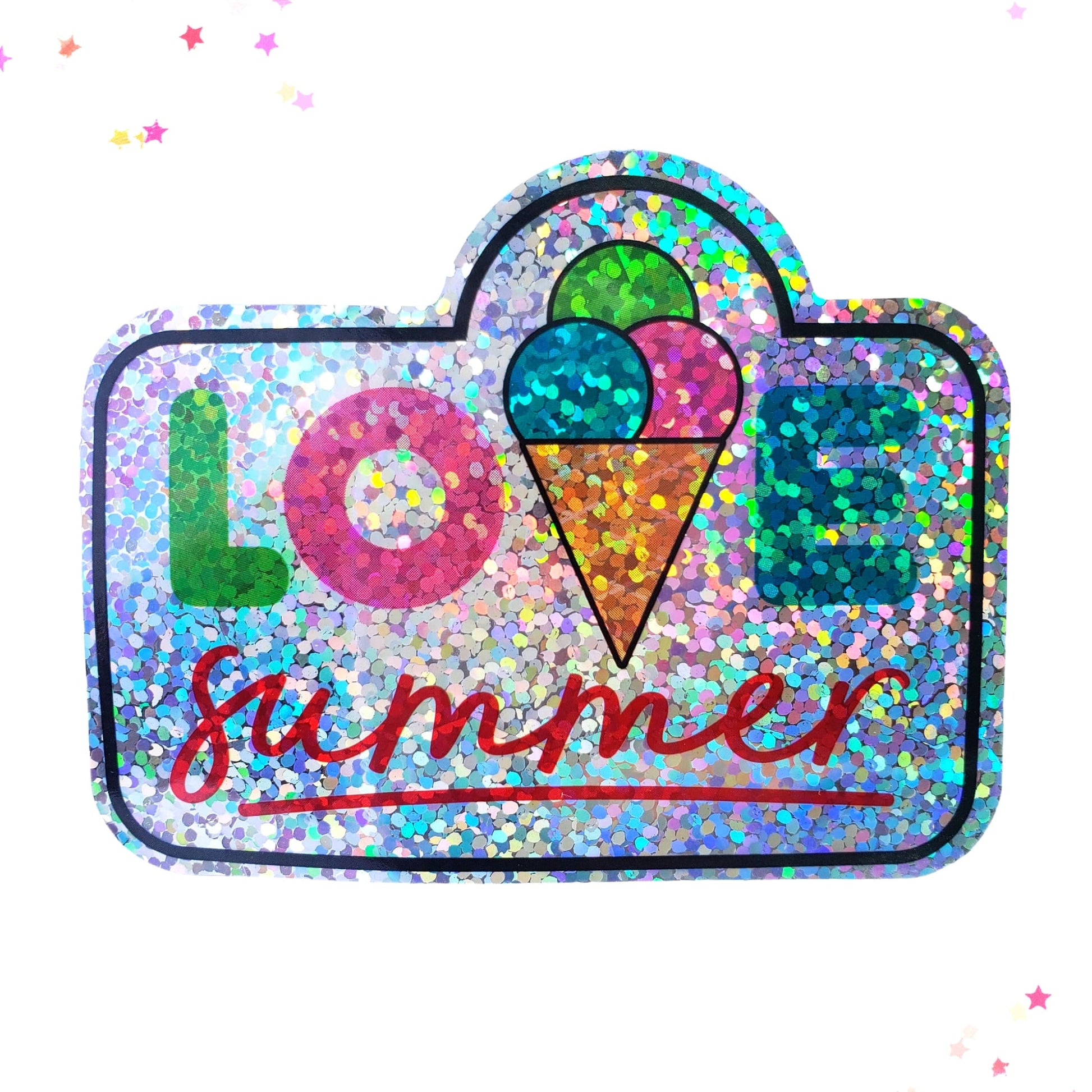 Premium Sticker - Sparkly Holographic Glitter Love Summer from Confetti Kitty, Only 2.0
