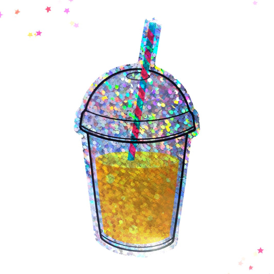 Premium Sticker - Sparkly Holographic Glitter Mango Smoothie from Confetti Kitty, Only 2.0
