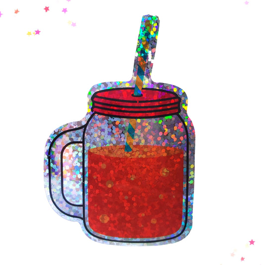 Premium Sticker - Sparkly Holographic Glitter Mason Jar Drink from Confetti Kitty, Only 2.00