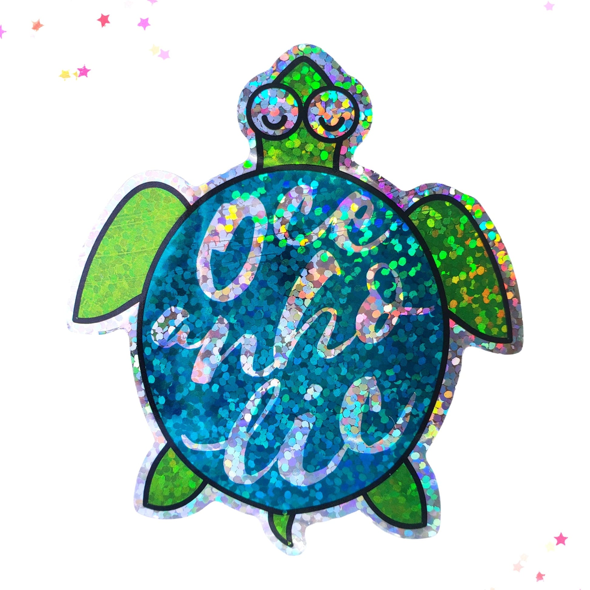 Premium Sticker - Sparkly Holographic Glitter Oceanholic Turtle from Confetti Kitty, Only 2.00