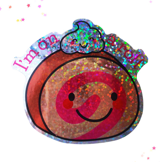 Premium Sticker - Sparkly Holographic Glitter I'm on a Roll Cake from Confetti Kitty, Only 2.00