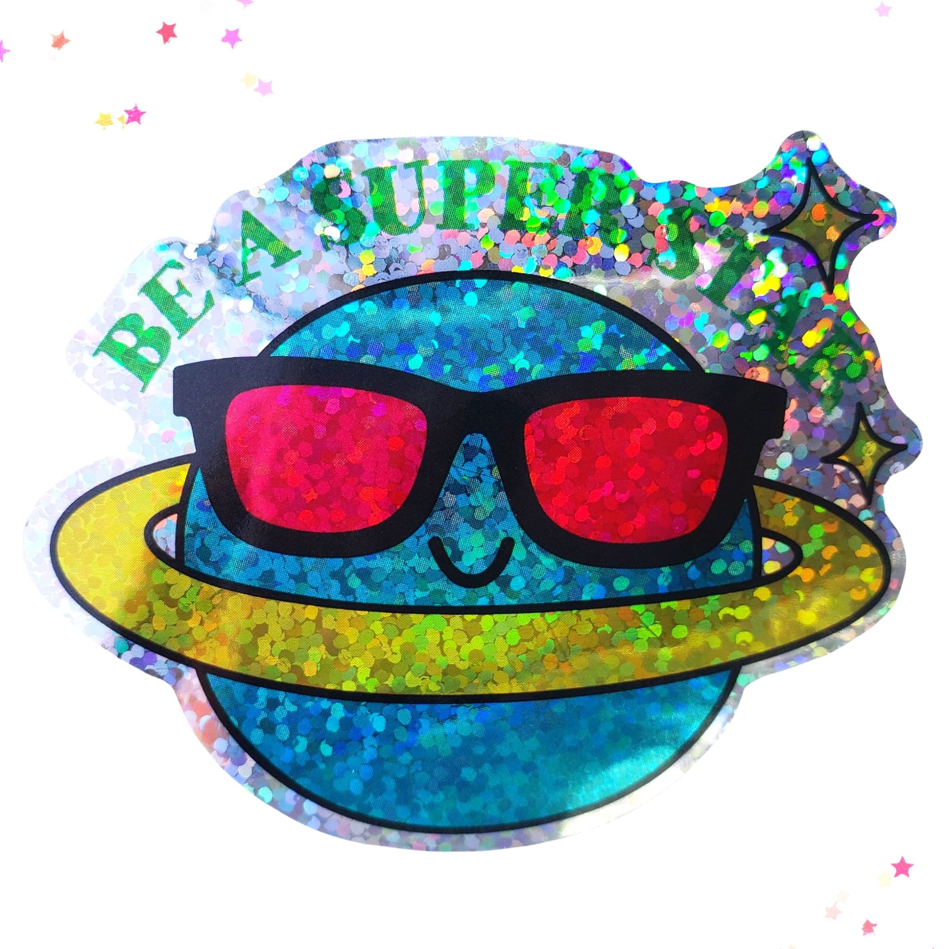 Premium Sticker - Sparkly Holographic Glitter Be A Superstar from Confetti Kitty, Only 2.00