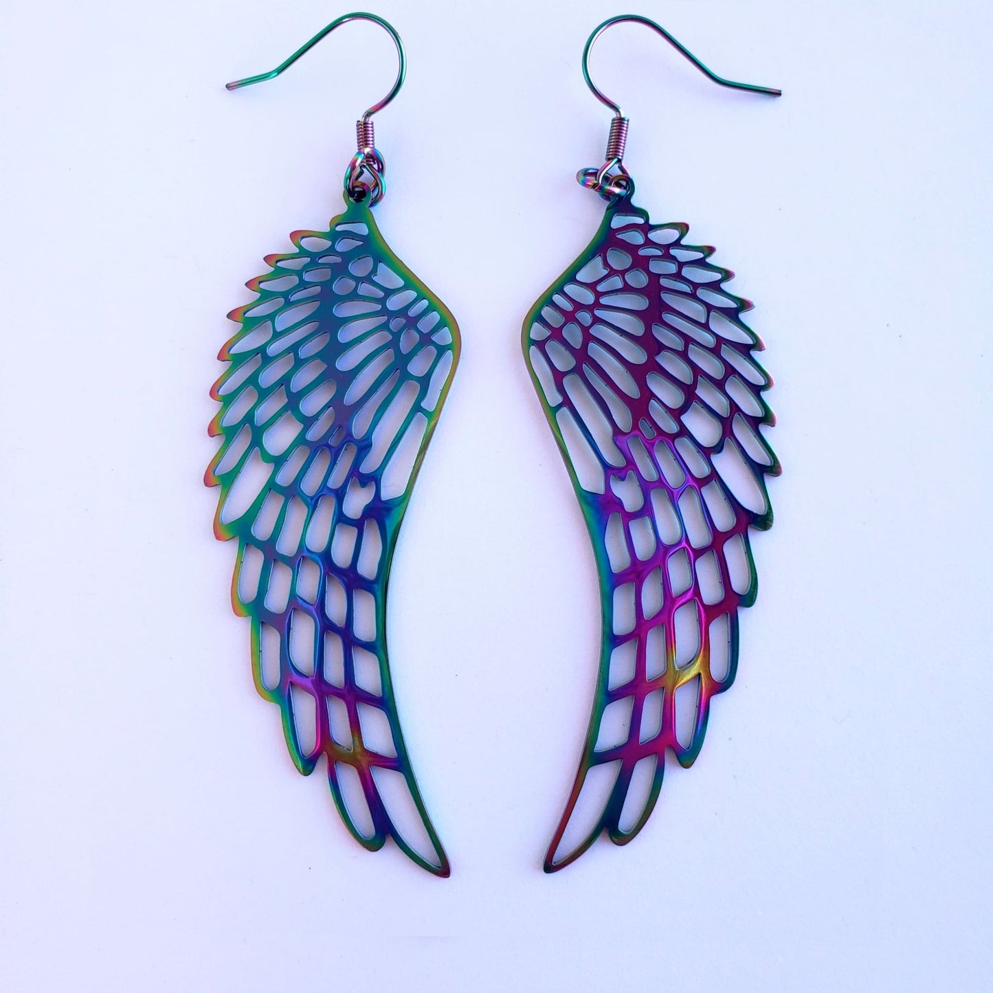 Rainbow Anodized Stainless Steel Angel Wing Earrings from Confetti Kitty, Only 10.99