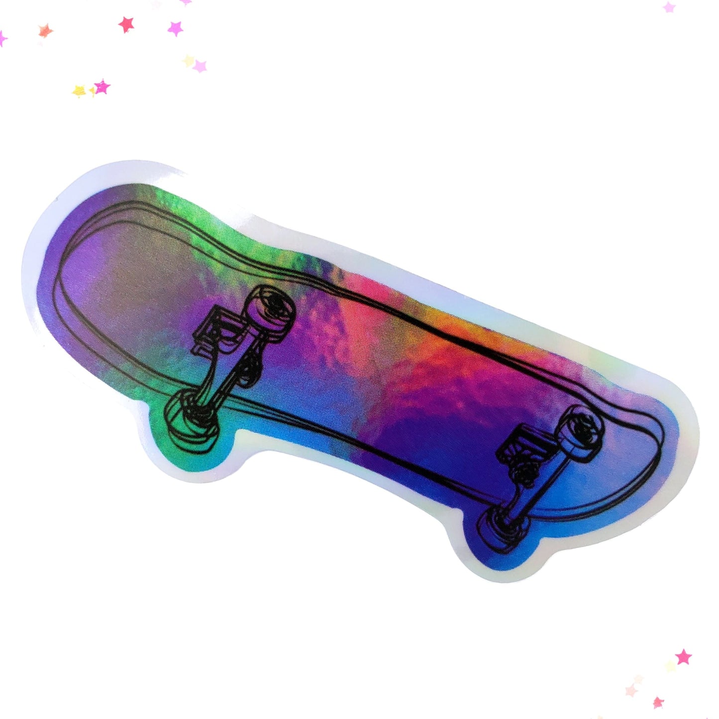 Rainbow Gradient Skateboard Waterproof Holographic Sticker from Confetti Kitty, Only 1.0