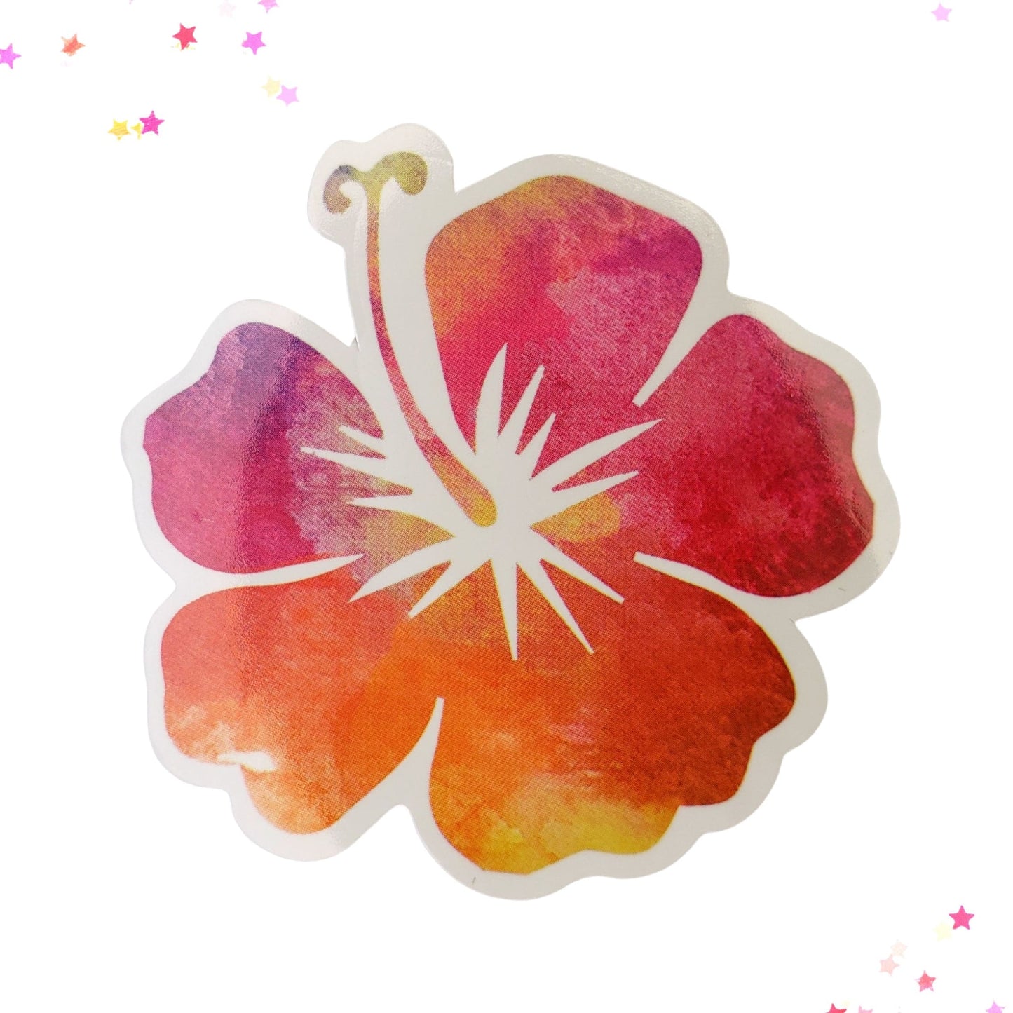Rainbow Hibiscus Waterproof Sticker from Confetti Kitty, Only 1.00