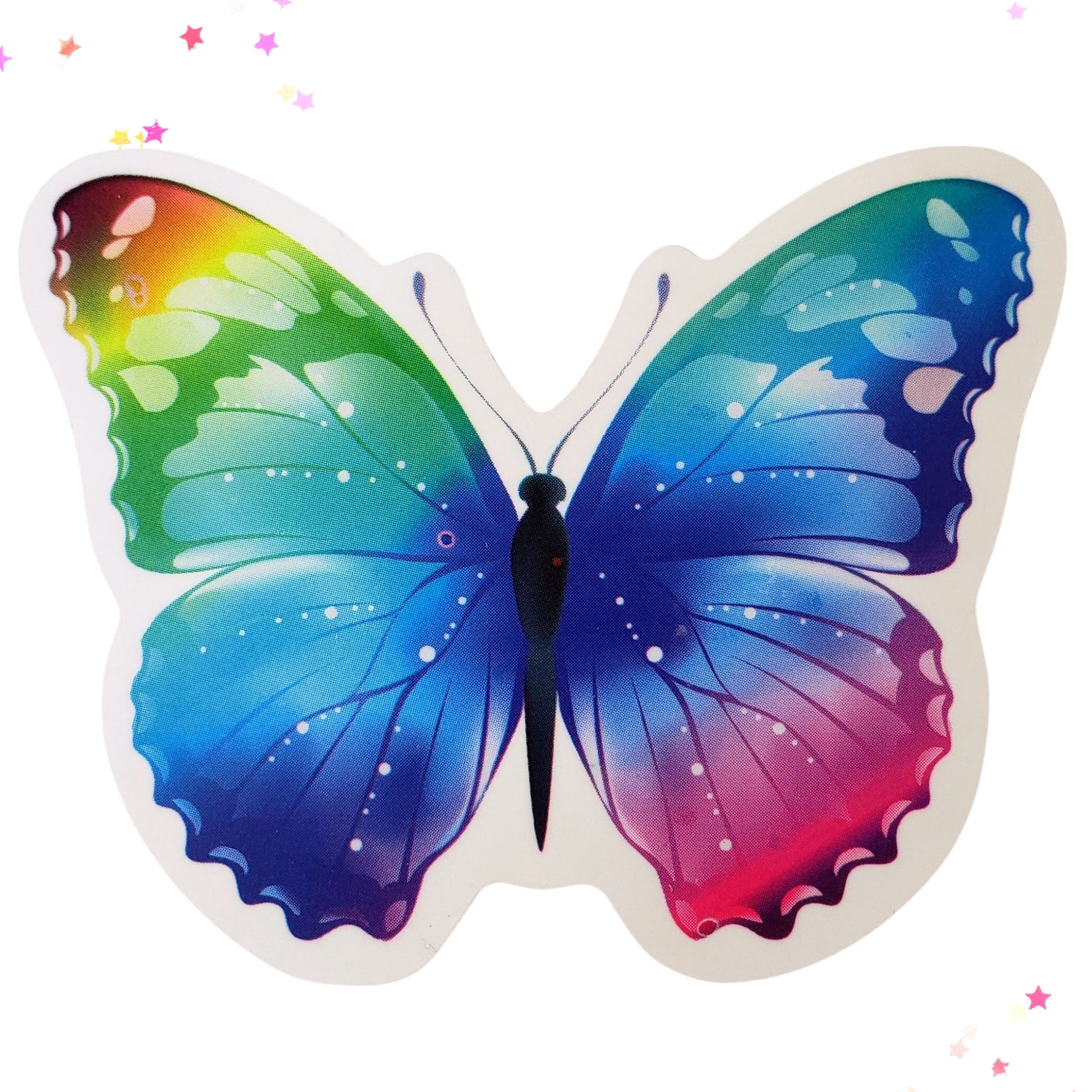 Rainbow Skies Butterfly Waterproof Sticker from Confetti Kitty, Only 1.00