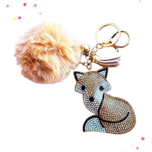 Rhinestone Fox & Pom Bag Charm Keychain from Confetti Kitty, Only 7.99