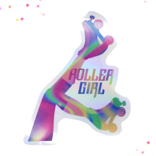 Roller Girl Skates Waterproof Holographic Sticker from Confetti Kitty, Only 1.0