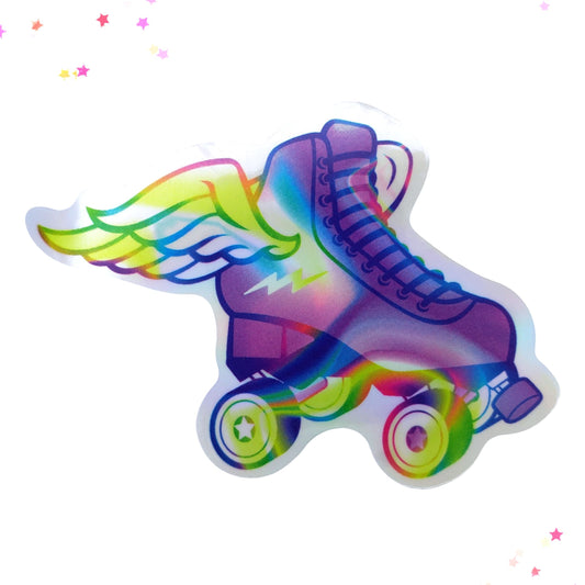 Roller Skate with Wings Waterproof Holographic Sticker from Confetti Kitty, Only 1.0