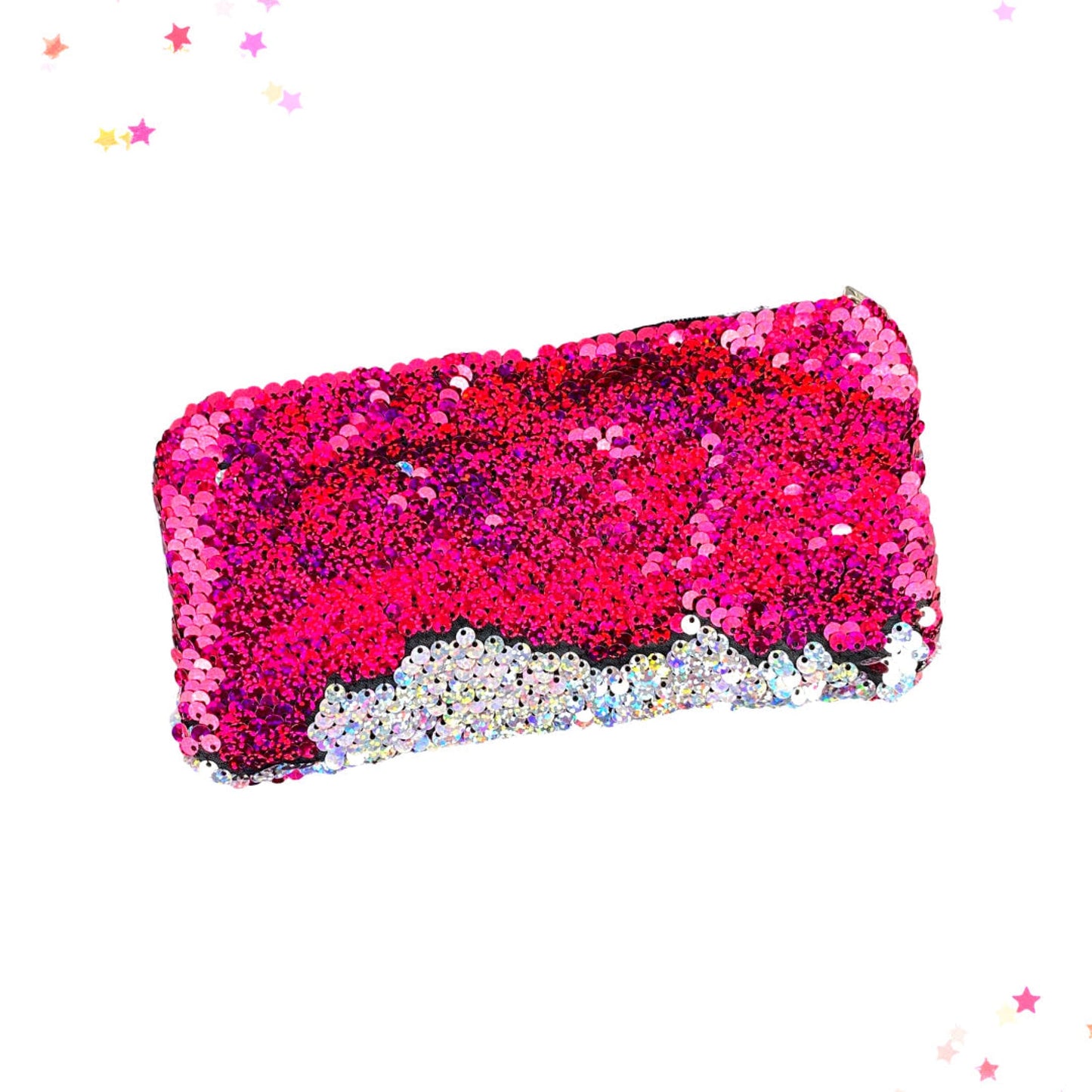 Sequin Pencil Case in Holographic Hot Pink and Silver from Confetti Kitty, Only 7.99
