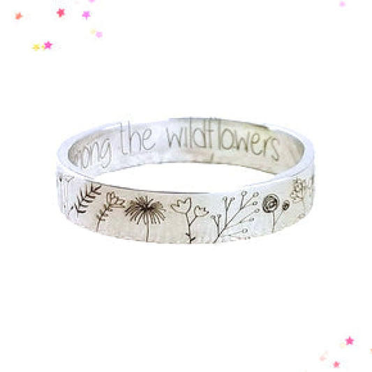Silver Inscribed Wildflower Ring from Confetti Kitty, Only 7.99