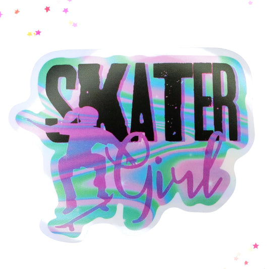 Skater Girl Waterproof Holographic Sticker from Confetti Kitty, Only 1.0
