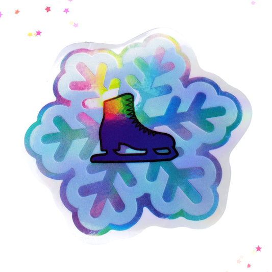 Snowflake Ice Skate Waterproof Holographic Sticker from Confetti Kitty, Only 1.0