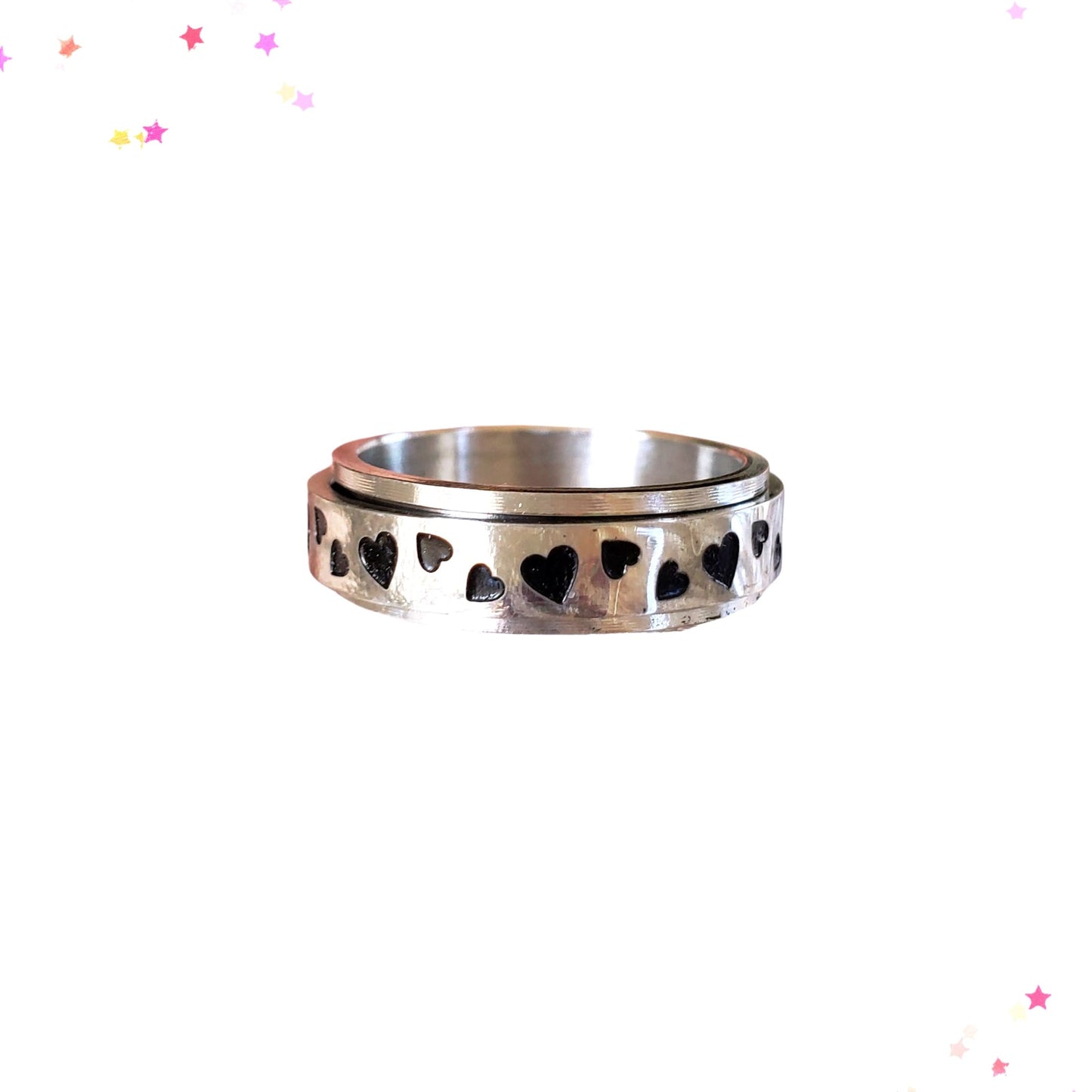 Stainless Steel Rotating Spin Ring with Hearts from Confetti Kitty, Only 7.99