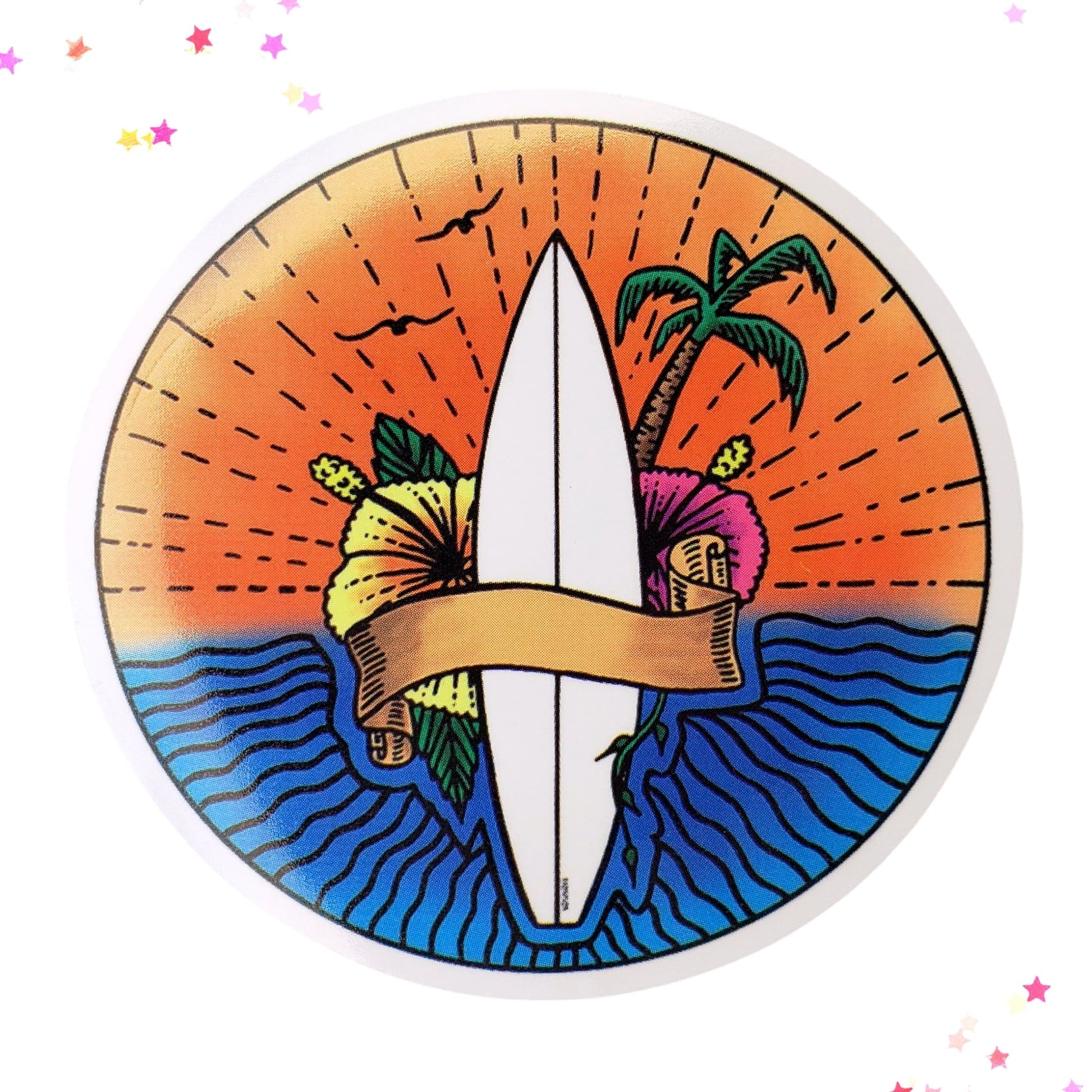 Surfboard Insignia Waterproof Sticker from Confetti Kitty, Only 1.00