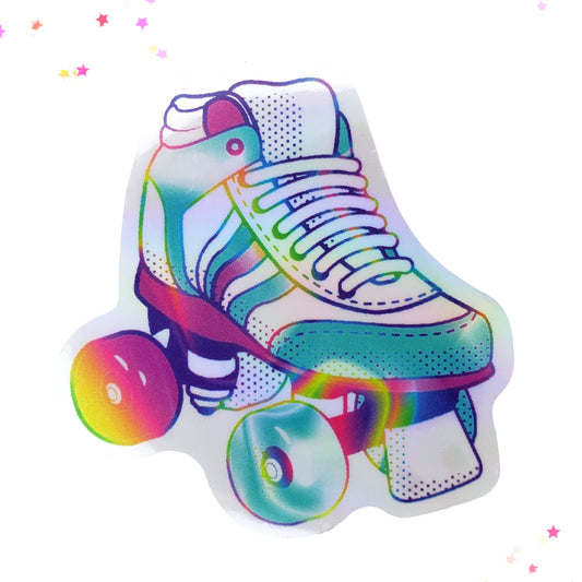 Teal Sneaker Roller Skate Waterproof Holographic Sticker from Confetti Kitty, Only 1.0