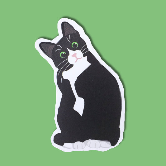 Tuxedo Cat Waterproof Sticker | Confused Kitty from Confetti Kitty, Only 1.00