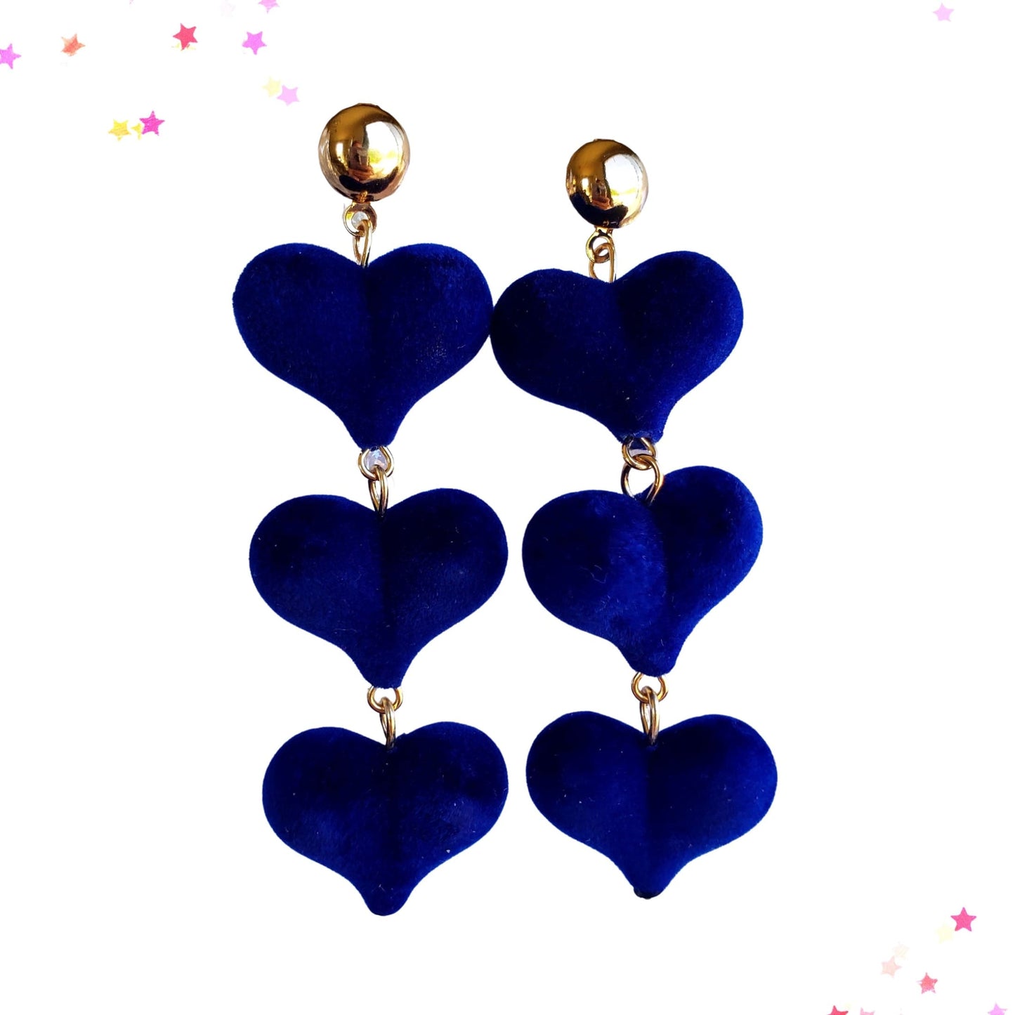 Velvet Blue Heart Drop Dangle Earrings from Confetti Kitty, Only 7.99